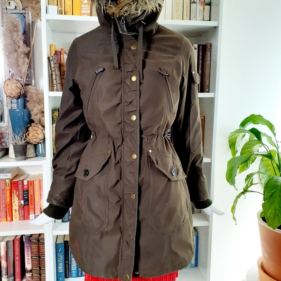 1 Madison Women's Faux Fur Hooded Parka Jacket - Picture 3 of 14